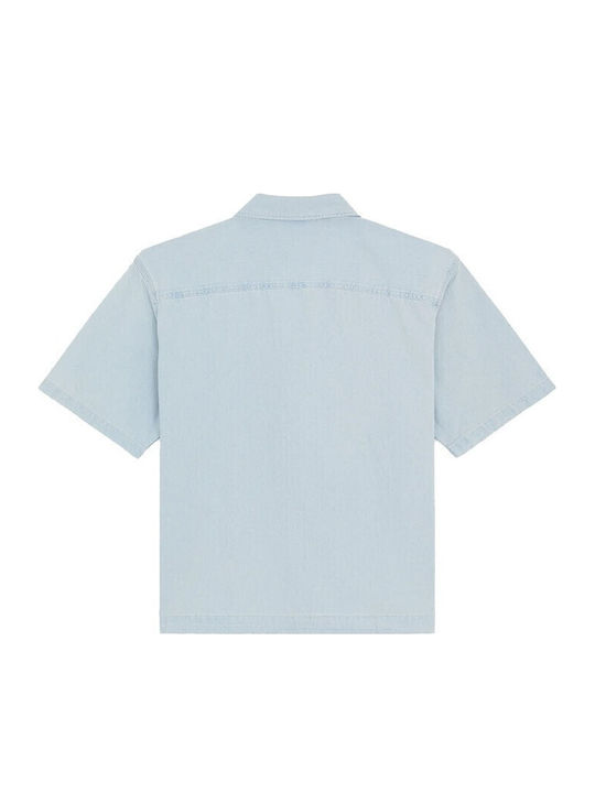 Short Sleeve Denim Shirt Regular Fit Fog Blue