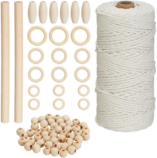 Relaxdays Set Macramé Alb Maro Deschis 0.3x0.3x10009 Cm