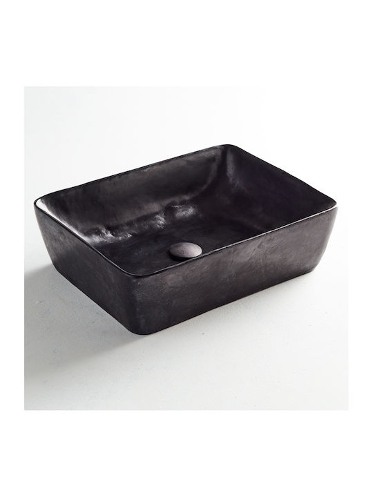 Fossil Jade Countertop Sink marble 60x38x14cm Black