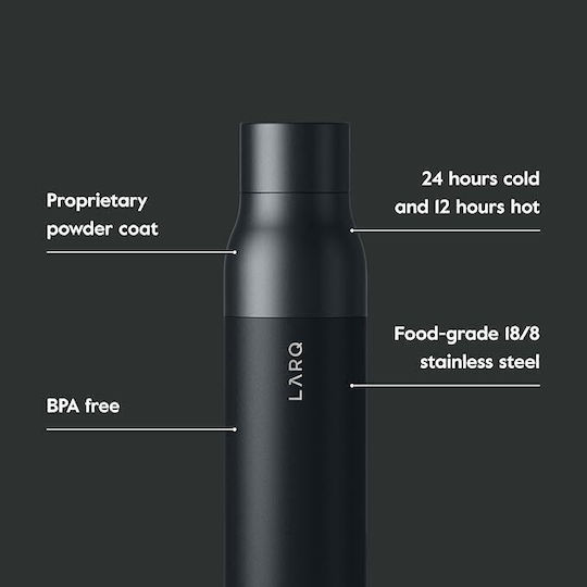 Thermos Bottle Stainless Steel 500ml Twist Top Obsidian Black
