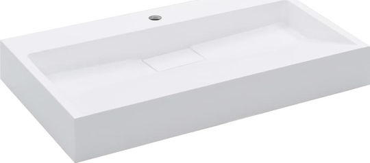 vidaXL Montat pe perete Suspendat / Deasupra Blatului Chiuvetă Piatră 80x46x11cm Alb