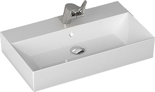 Bianco Ceramica Tetra N Επικαθήμενος Νιπτήρας Πορσελάνης 70x42x15cm Λευκός Bianco Ceramica Tetra N Επικαθήμενος Νιπτήρας Πορσελάνης 70x42x15cm Λευκός