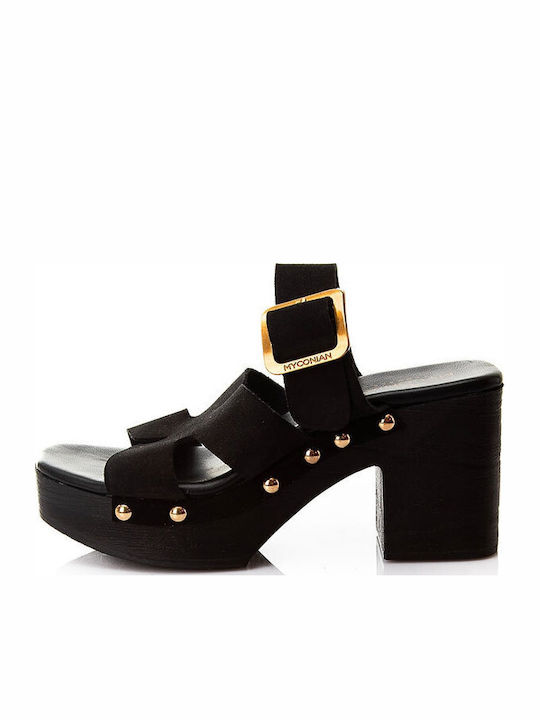Myconian Leather Women's Flat Sandals Black