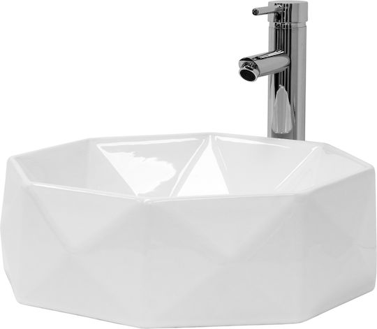 ML-Design Επικαθήμενος Νιπτήρας Κεραμικός 42x42x13.5cm Λευκός ML-Design Επικαθήμενος Νιπτήρας Κεραμικός 42x42x13.5cm Λευκός