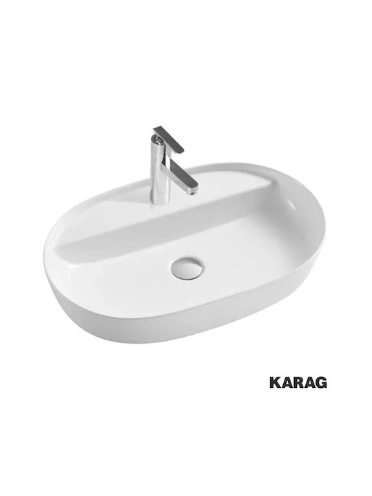 Karag Countertop Sink Porcelain 61x40x12cm White