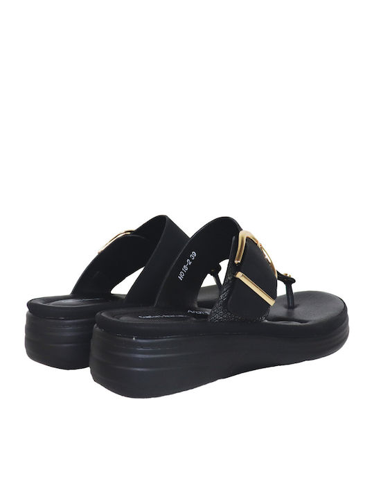 Γυναικεία Ανατομικά Σανδάλια Flatforms Μαύρα