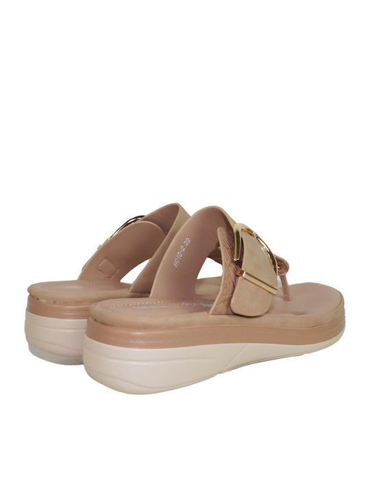 Γυναικεία Ανατομικά Σανδάλια Flatforms Μπεζ