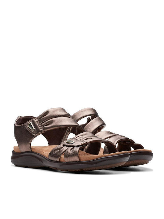 Kitly Ave Leder Flache Damen Sandalen Bronzefarben
