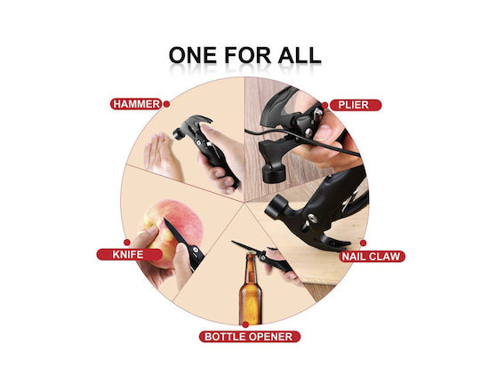 Poliurealtă Ciocan 12 Funcții Oțel Inoxidabil 15cm Negru