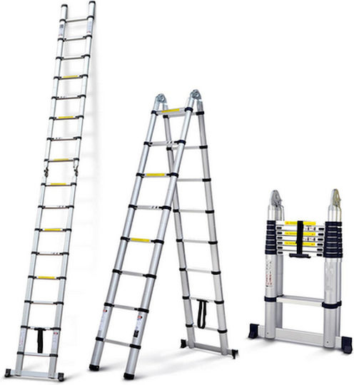 Factory Telescopic Aluminum Ladder Single 16 Steps Maximum Height 5m