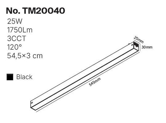 Inlight 120° LED Linear Ceiling Light 25W Warm to Cool White M54.5xL3xH3cm