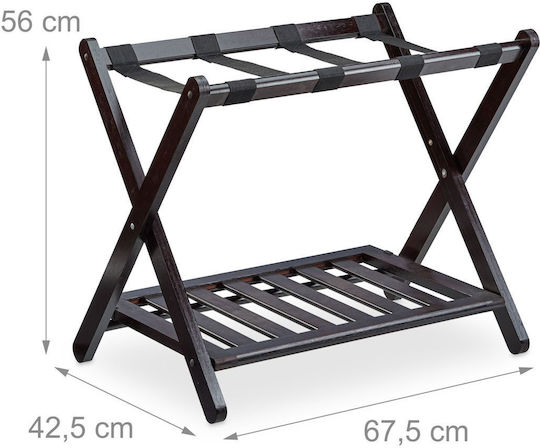 Relaxdays Rack Pentru Bagaje De Hotel Din Lemn Pliabil Maro Cu Dimensiuni 56x67.5xÎnălțime42.5cm Pliabil