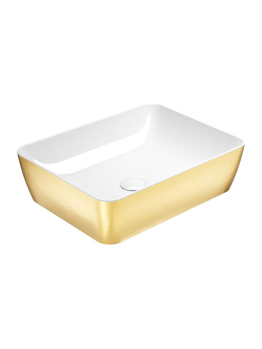 GSI Sand Aufgesetztes Waschbecken Porzellan 50x38x14cm Gold
