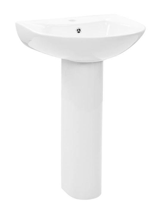 vidaXL An der Wand montiert Waschbecken mit Säule Keramik 82x44x88cm Weiß