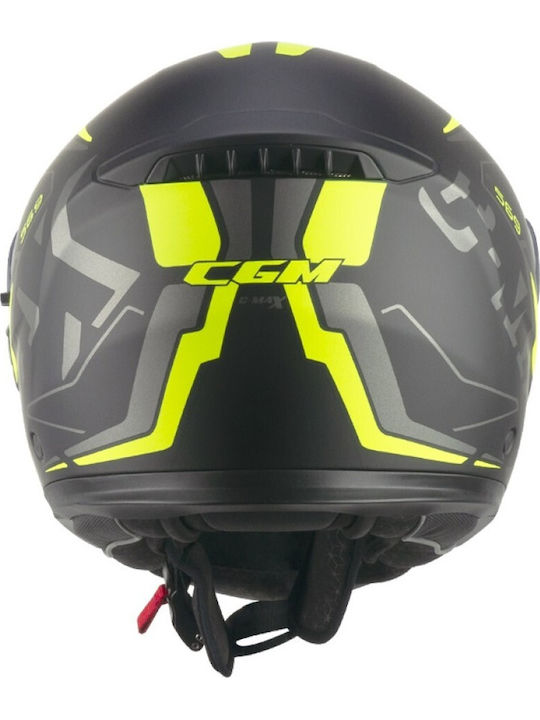 CGM C-Max City 569G Black / Yellow Fluo Matt Motorcycle Helmet Flip-Up ECE 22.06 1600gr with Sunvisor