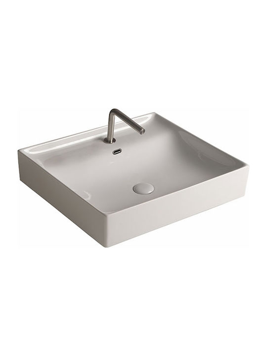 Orabella Touch 61 Επικαθήμενος Νιπτήρας Πορσελάνης 61x46x12.5cm Λευκός