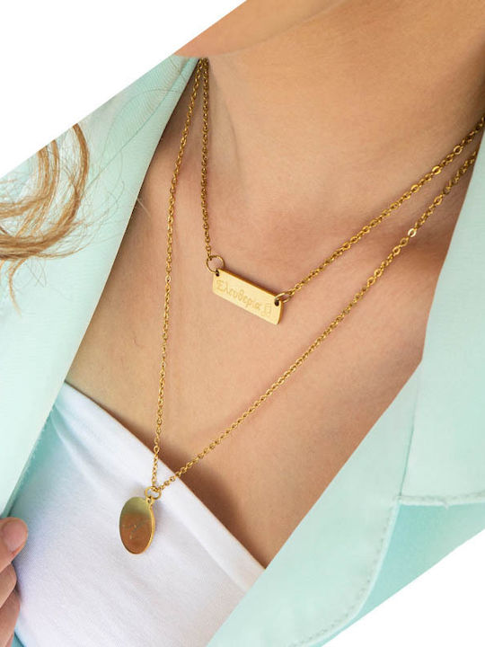 Theodora's Jewellery Κολιέ από Επιχρυσωμένο Ατσάλι