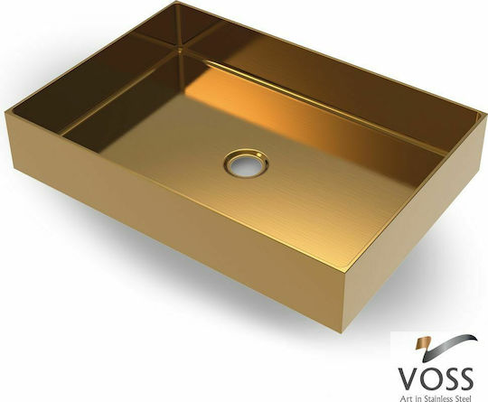 Voss Aldo PVD Επικαθήμενος Νιπτήρας Inox 55x38x10cm