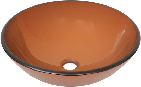 vidaXL Επικαθήμενος Νιπτήρας Γυάλινος 42x42x14cm