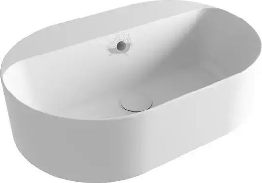 Olympia Open Oval Επικαθήμενος Νιπτήρας Πορσελάνης 60x40x17cm Λευκός