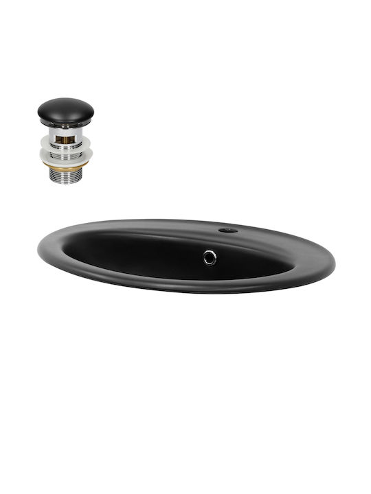 ML-Design Inset / Countertop Sink Ceramic 57x48.5x19.5cm Black