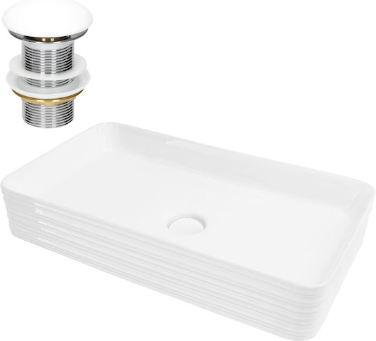 ML-Design Aufgesetztes Waschbecken Keramik 68x38x12cm Weiß