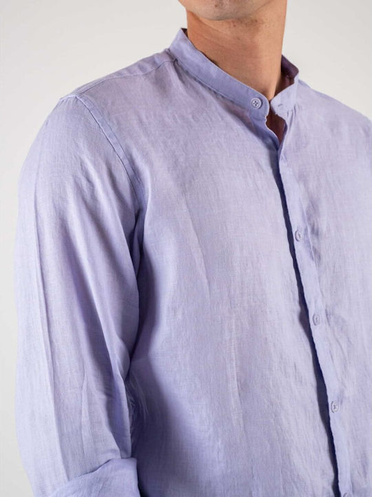 Short Sleeve Linen Shirt in Regular Fit Glicine