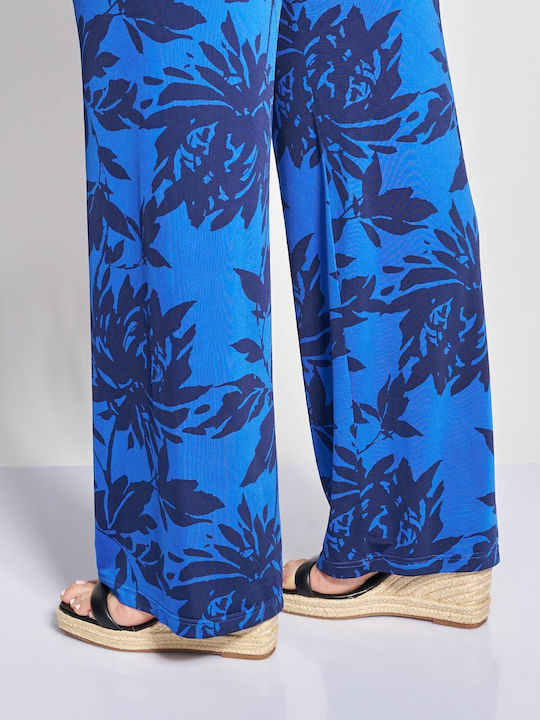 Pantaloni Largi Dama Cu Cauciuc Botanical Print
