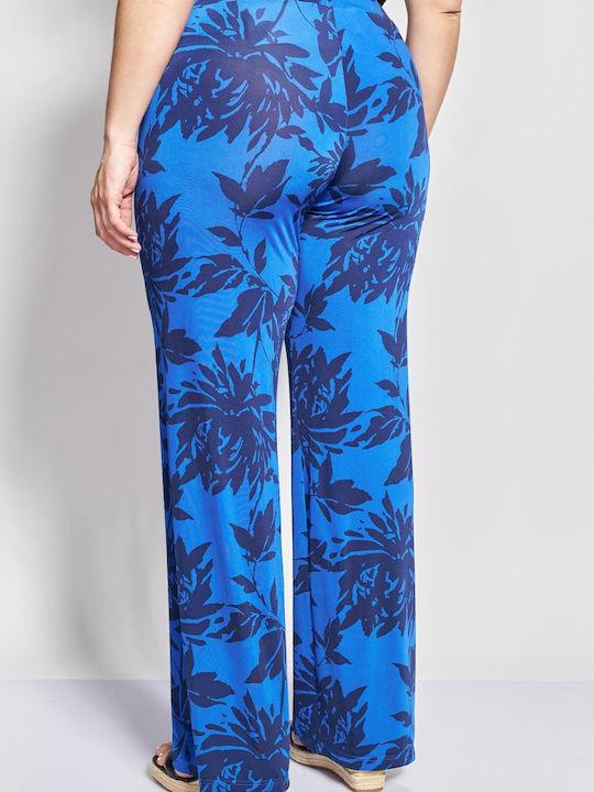 Pantaloni Largi Dama Cu Cauciuc Botanical Print