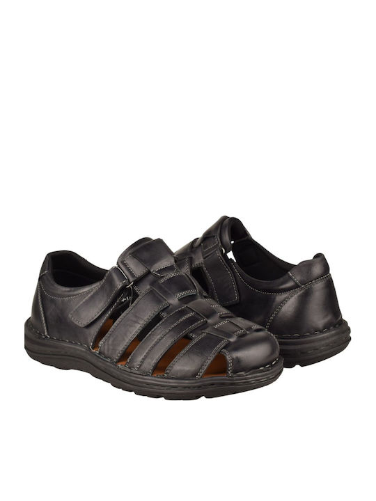 Leather Men's Sandals in Black Color