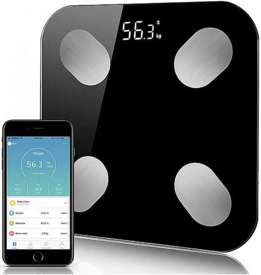 Andowl Smart Ζυγαριά 180kg με Bluetooth Μαύρη Q-D001