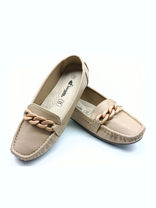 Women's Loafers In Beige Colour