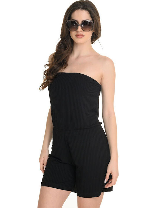 Damenteilose Trägerlose Jumpsuit Schwarz