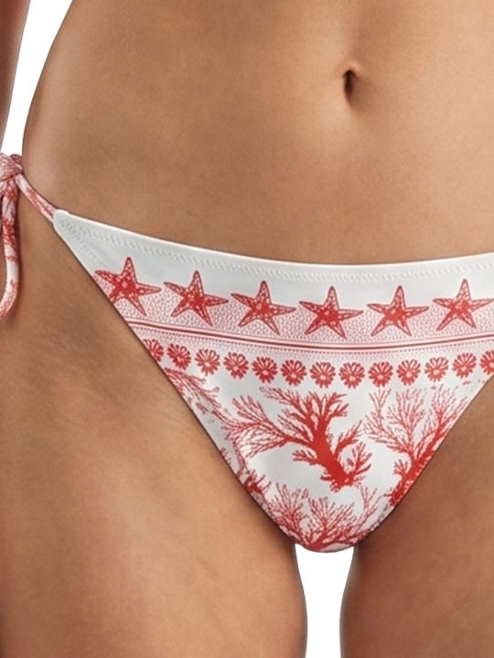Marielle Bikini Slip with Laces Red- White