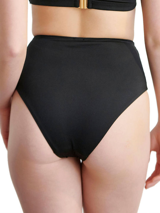 Bikinihosen Slip Hohe Taille Schwarz