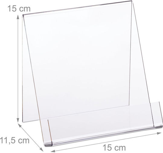 Relaxdays A5 Book Stand Transparent 15x11.5x15 Cm