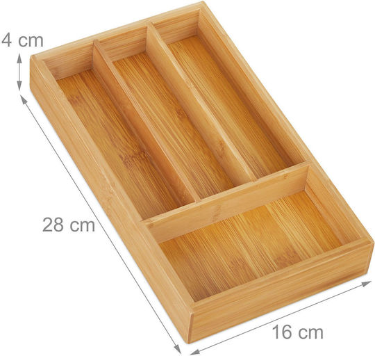 Relaxdays Organizator Sertar 4 Compartimente Maro Deschis 4x16x28 Cm
