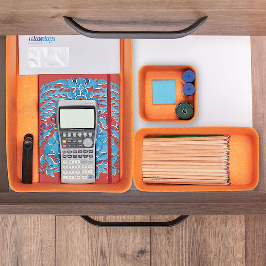 Relaxdays Organizator De Sertar 5 Bucăți În 3 Dimensiuni Portocaliu Gri 11,5x26,5x37,5 Cm
