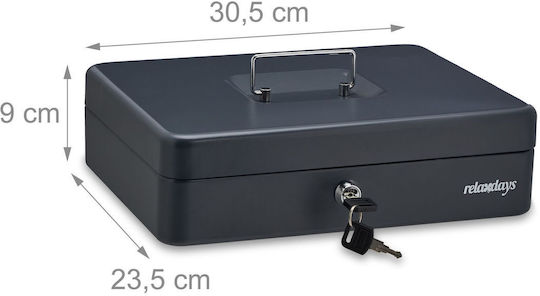 Relaxdays Cutie de Bani 9x30.5x23.5cm Gri 2 Chei