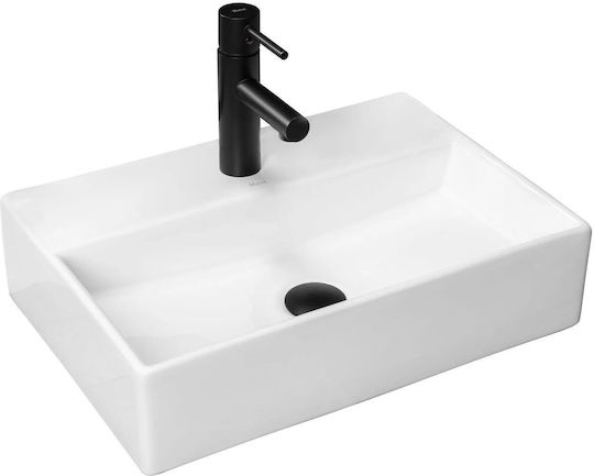 Rea Επικαθήμενος Νιπτήρας Πορσελάνης 50.5x35.5x12.5cm Λευκός