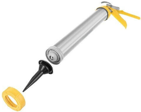 Pistol De Silicon Zola Compatibil Cartușe 600 Ml 5 Duze Interșanjabile 5 Spatule Cârlig Mâner Ergonomic 57 X 19 X 6 Cm Galben Argintiu