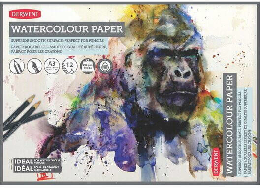 Derwent Water-based Drawing Pad Derwent Professional A3 12 Sheets 300gsm White Paper