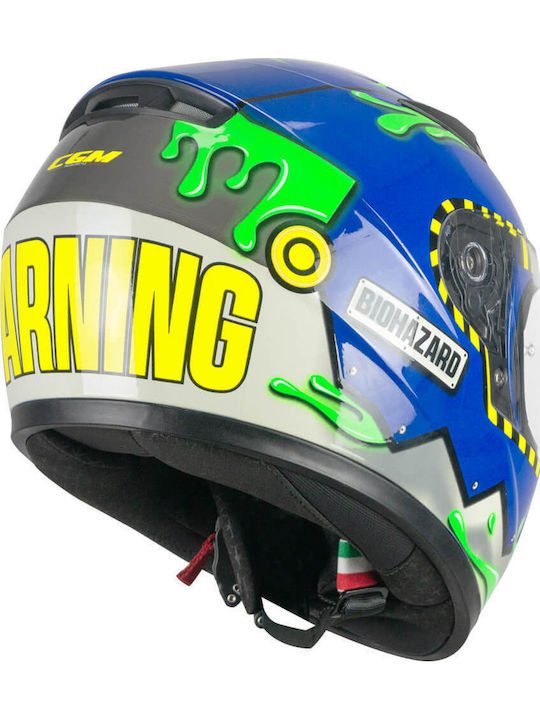 CGM lucky bio Παιδικό Full Face ECE 22.06 265R Blue / Yellow / Green Fluo Matt