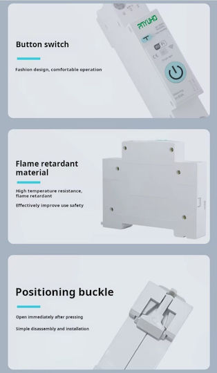 Wi-Fi Smart RCBO 63A DIN Rail with Residual Current Relay 30mA Consumption Meter kWh Overvoltage Under Voltage and Overcurrent Protection Tuya Smart