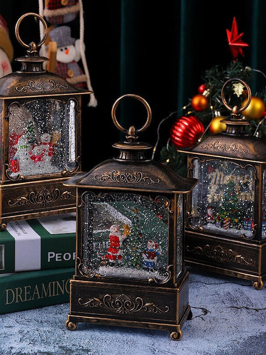 Decoratiune Iluminată Lanternă de Crăciun cu Moș Crăciun pe Baterii 14.5x8x23cm