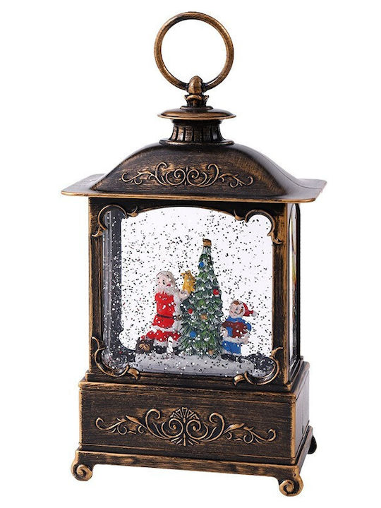 Decoratiune Iluminată Lanternă de Crăciun cu Moș Crăciun pe Baterii 14.5x8x23cm