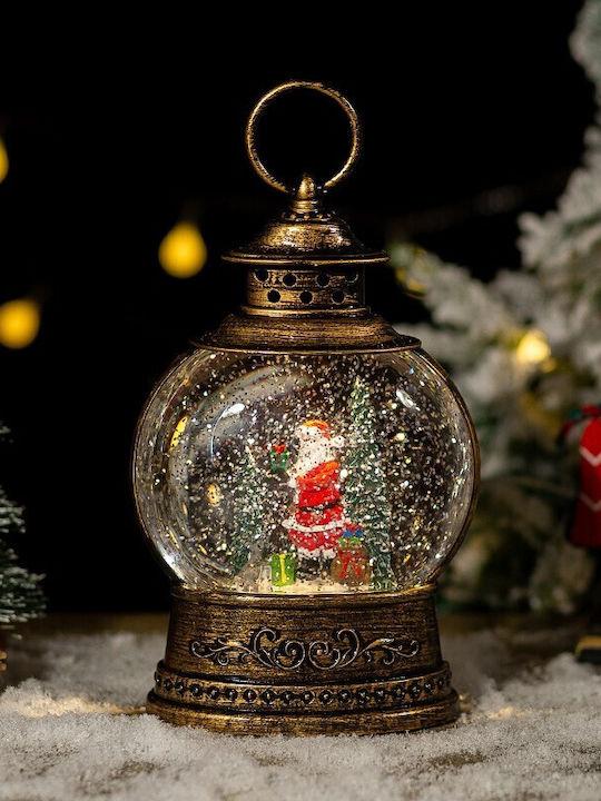 Decoratiune Iluminată Lanternă De Crăciun Cu Moș Crăciun Baterie 13x8x21cm