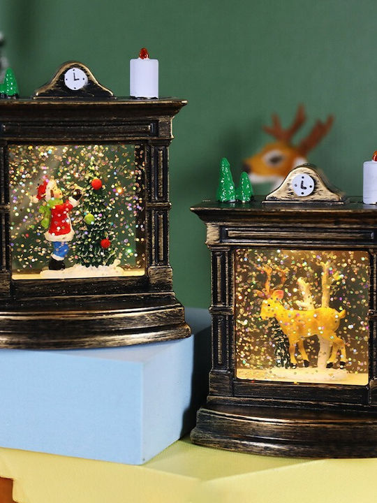 Decoratiune Iluminată Șemineu cu Ren pe Baterii 8.5x6.5x11.5cm