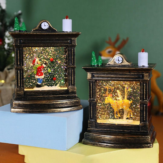 Christmas Decorative Illuminated Fireplace with Battery Reindeer 8.5x6.5x11.5cm