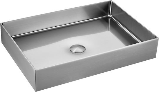 Karag Saturn Επικαθήμενος Νιπτήρας Inox 55x38x10cm Brushed Steel